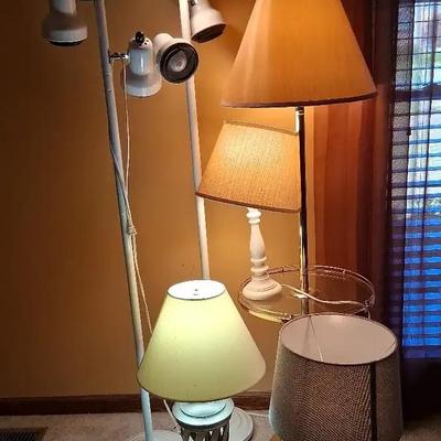 Collection of 6 Floor and Table Lamps with Shades