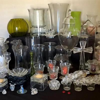 Glass Vase, Candle Holder & Decorative Dish Collection