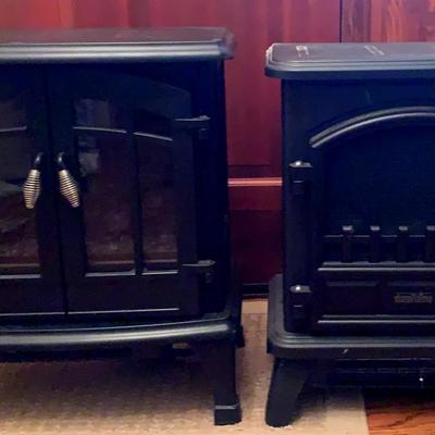 Pair of Black Electric Heaters Including Duraflame