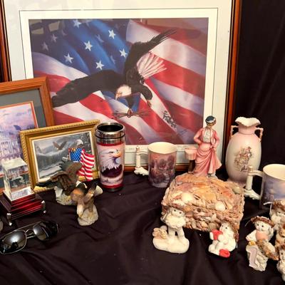Patriotic & Angel Figurine Collection Featuring Dreamsicles, Kinkade Mugs & Bald Eagle Decor
