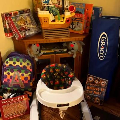 Children’s Toy, Puzzle, and Book Collection with Graco Pack ’n Play & Baby Walker