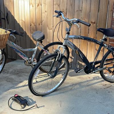 Pair of 7-Speed Bicycles – Hyper Women’s Cruiser & Kent Avalon with Pump