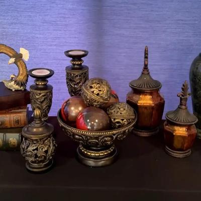 Bradford Exchange “We Stand” Eagle Figurine, Resin Décor Collection & Glass Canisters