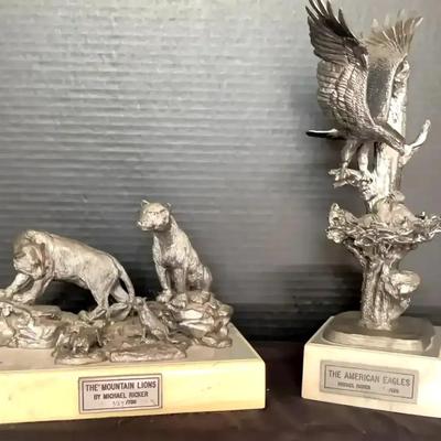 Michael Ricker Pewter Sculptures – Eagles and Mountain Lions