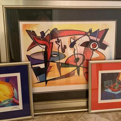 Alfred Gockel & Itzchak Tarkay Framed Modern Art Trio