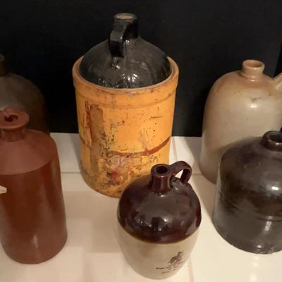 Collection of Vintage Stoneware Jugs & Langley Mill Ink Bottle