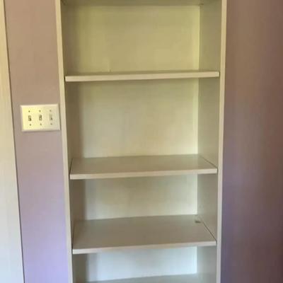 Tall White Wooden Bookshelf