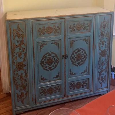 Beautiful  Blue Cabinet  With Painted Front 