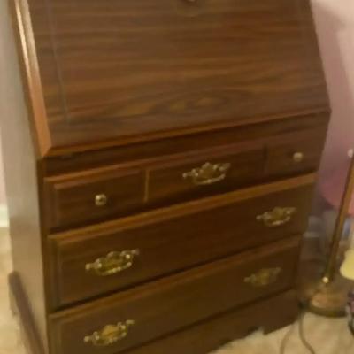 Pressed Wood Secretary Desk with Drawers