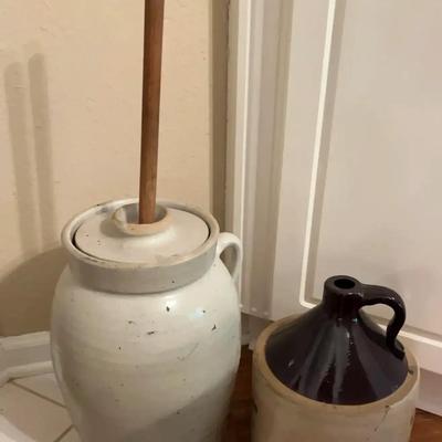 Stoneware Butter Churn with Dasher and Crock