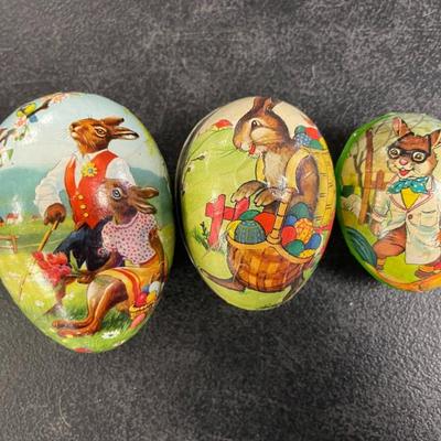 VINTAGE PAPER MACHE NESTING EASTER EGGS - WEST GERMANY