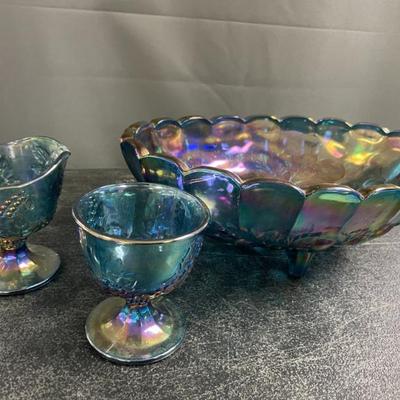 INDIANA BLUE CARNIVAL GLASS