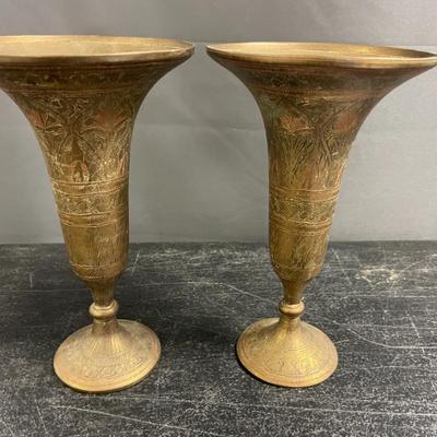ENGRAVED BRASS VASES