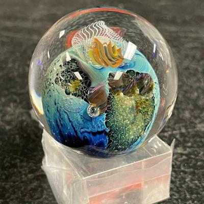 ART GLASS PAPERWEIGHT WITH BASE