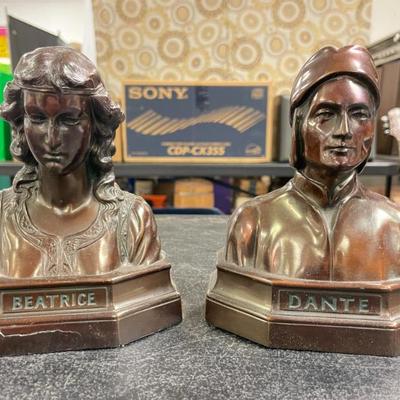 BRONZE DANTE & BEATRICE BOOKENDS