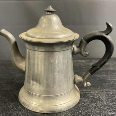 Ca. 1845 FREEMAN PORTER WESTBROOK MAINE PEWTER TEAPOT