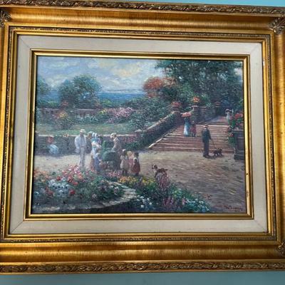 BEAUTIFUL OIL PAINTING - GARDEN SCENE