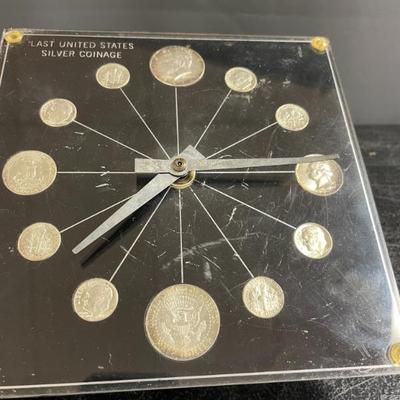 SILVER COINS IN CLOCK MK SUMMERS