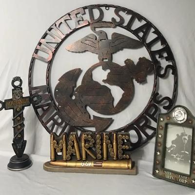Marine Corps Metal Sign with Frame