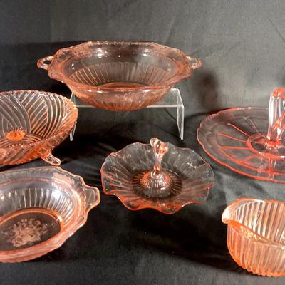 Pink Depression Glass Set Of 6