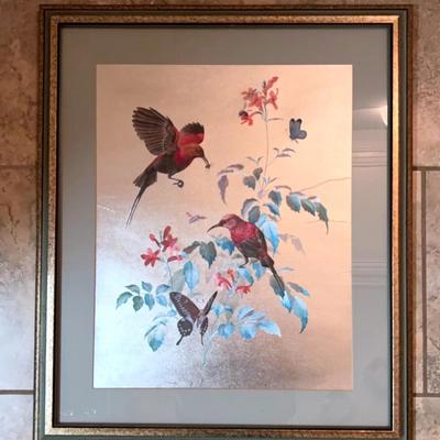 Red Birds And Butterflies Print