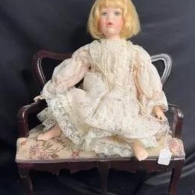 Broadway Collection Porcelain Doll And Chair