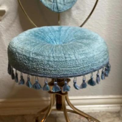 Blue and Gold Vanity Chair 