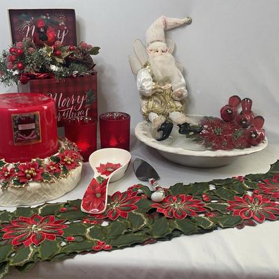 Cardinal And Poinsettia Christmas Decor