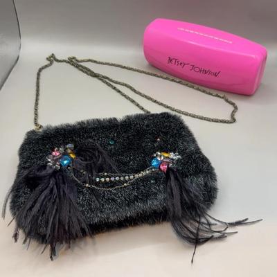Mary Frances Faux Fur Purse and Betsy Johnson Glasses Case