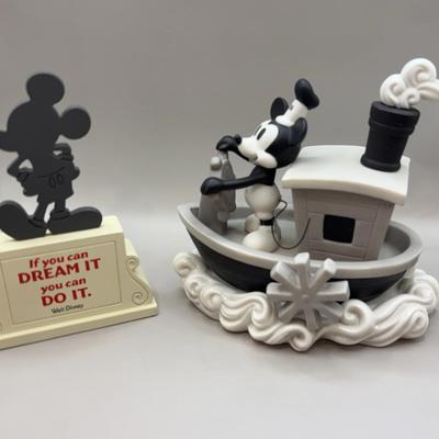 2017 Precious Moments B & W Mickey Mouse Steamboat Willie and Hallmark Keepsake