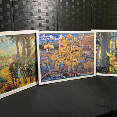 Framed In Glass Puzzles (2) Wizard Of Oz And (1) State Of  Texas 