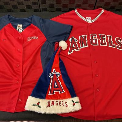 Angels Baseball Jerseys (Kids Large & Adult Large) & Christmas Hat 