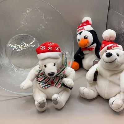 Coca Cola Plush and Glass Bowl 