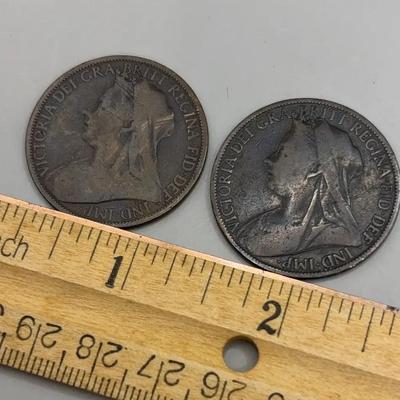 1896 and 1899 Queen Victoria One Penny Coins
