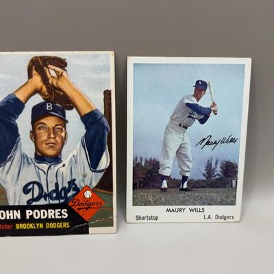 1953 TOPPS #263 Johnny Podres and 1960 Bell Brand Maury Wills 
