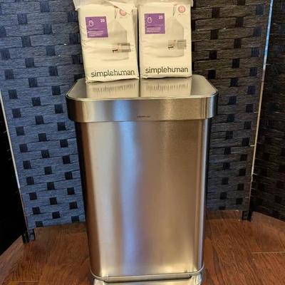 Simple Human Stainless Steel Trashcan with Bag Refills 