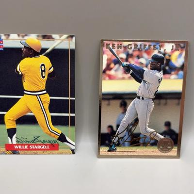 1996 Wille Stargell MLB Alumni Autograph Collection Card and Ken Griffey Jr Gold Card