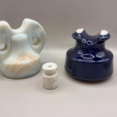 Marble and Blue Ceramic Insulators 