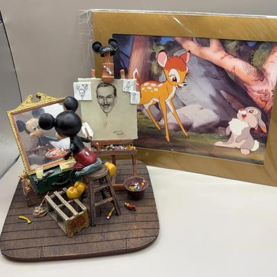 Mickey Mouse Self Portrait" by Charles Boyer and Bambi Print (see description)