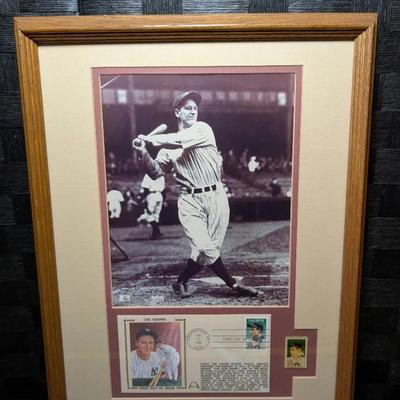 Lou Gehrig First Day Stamp Issue and Portrait, Framed 