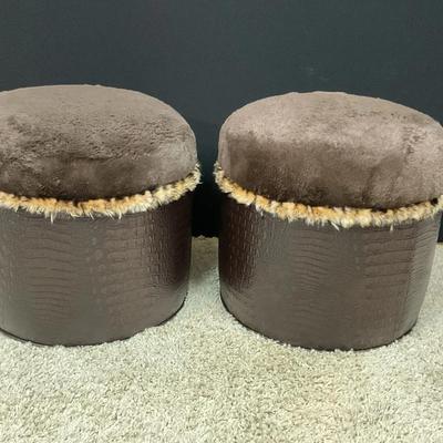 Set Of Faux Alligator Ottomans