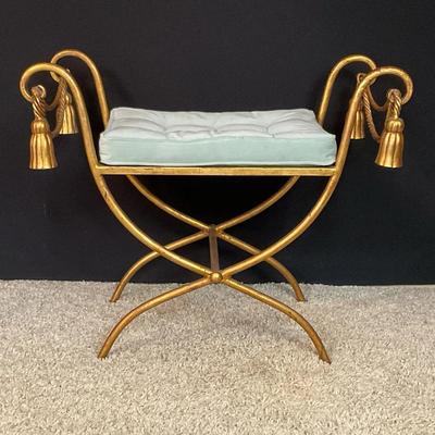Italian Gilt Metal Beach Seat With Tassels