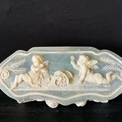 Vintage Incolay Stone Jewelry Box 
