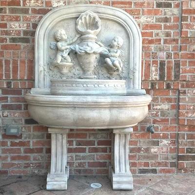 3 Piece Heavy Concrete Outdoor Cherub Water Fountain  