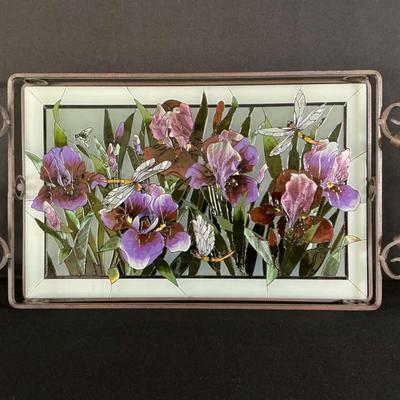 Stained Glass Iris Serving Tray 
