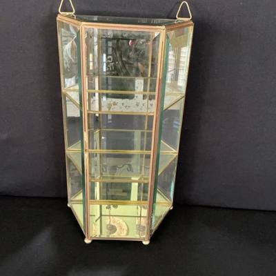 Vintage Brass And Glass Curio Cabinet 