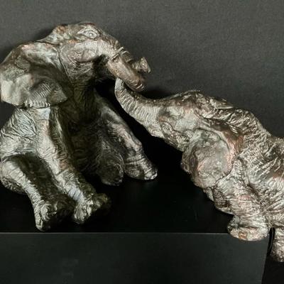 Two Resin Elephants Playing 
