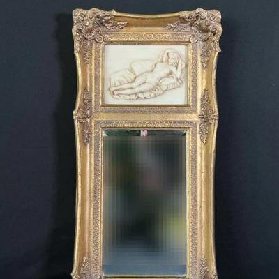 Antique French Mirror Duquesnoy Cast Marble Relief Reclining Nude