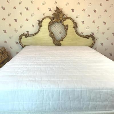 French Baroque Gilded Queen Sized Bed & Restonic Mattress 