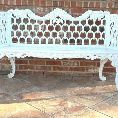 White Cast Iron Bench 